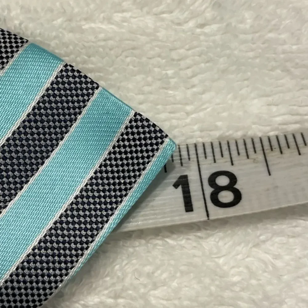NEVER WORN Croft & Barrow boy’s turquoise & gray striped skinny clip on tie